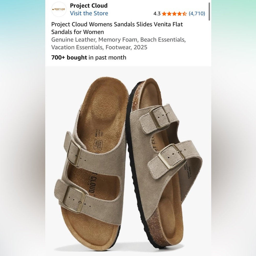 Project Cloud Taupe Venita Footbed Sandals 9 NWOB
